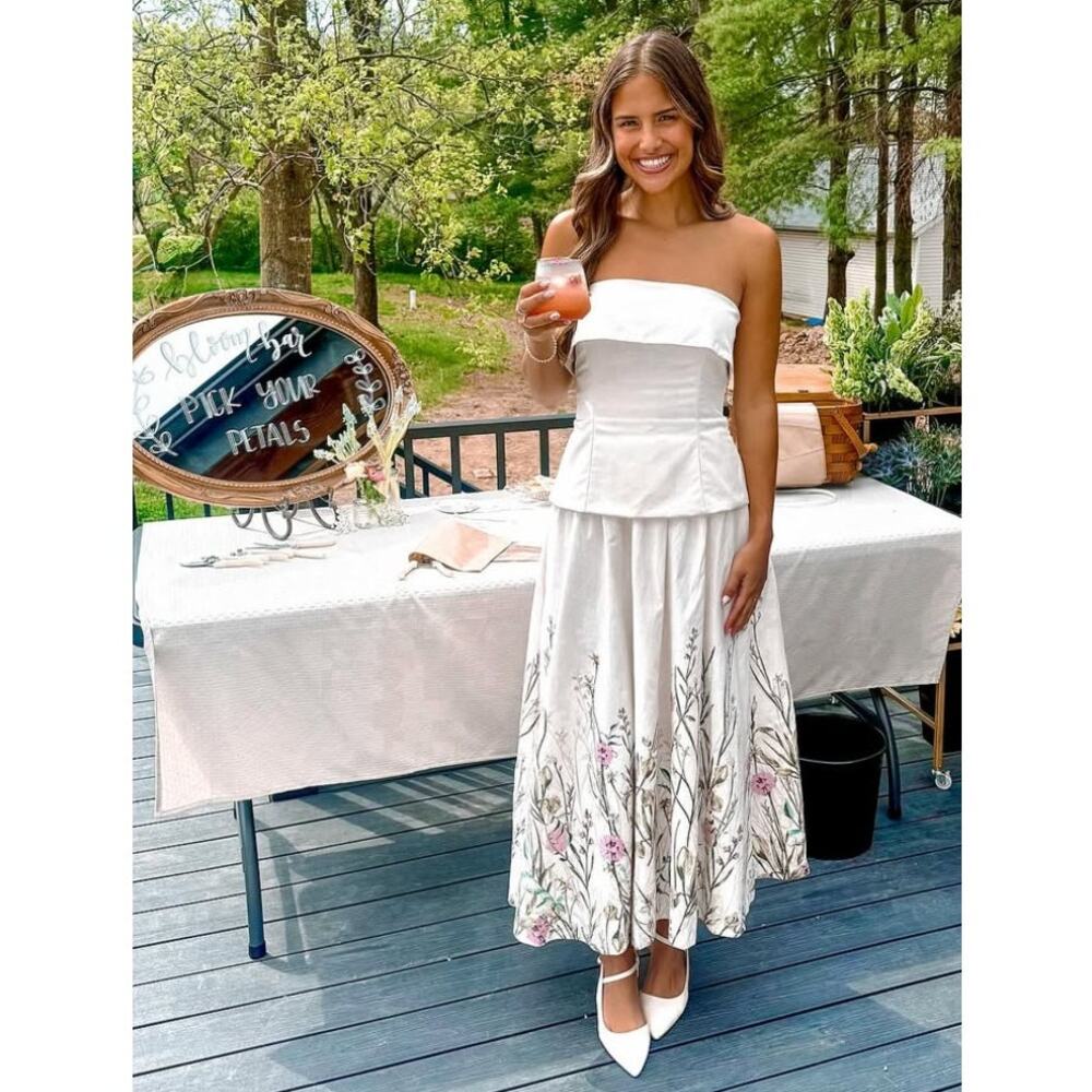 EN SAISON Sydney Mixed Media Ivory Midi Dress Size Large